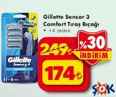 GİLLETTE SENSOR 3 COMFORT TIRAŞ BIÇAĞI +4 YEDEK indirimli fiyat GİLLETTE SENSOR 3 COMFORT TIRAŞ BIÇAĞI +4 YEDEK fiyat ve kampanya bilgisi